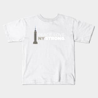 Peace. Love. NY Strong. New York NYC Empire State t-shirt Kids T-Shirt